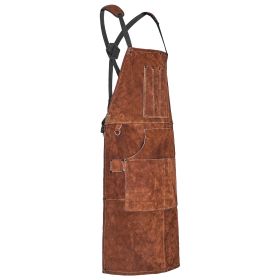 Leather Welding Work Apron, Heavy Duty Cowhide Flame Resistant Welding Apron