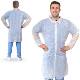 Disposable Lab Coats - White, XL Size, Pack of 30, Nonwoven Polypropylene with Hook and Loop Closure