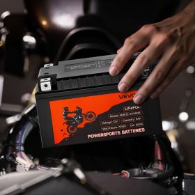 Motorcycle Battery 12V 6Ah YTX12-BS High Performance Powersports Battery (Option: Black)