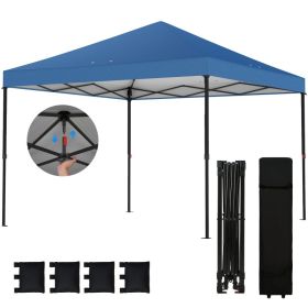 10 x 10 ft Pop Up Canopy Tent with One Push Setup, Outdoor Portable Instant Canopy Shelter w/ Roller Bag, Dark Blue (Option: Dark Blue-1210x205x220 mm)