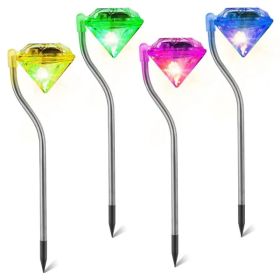 4Pcs Solar Garden Light Outdoor Diamond LED Light IP65 Waterproof (Option: 4pcs)