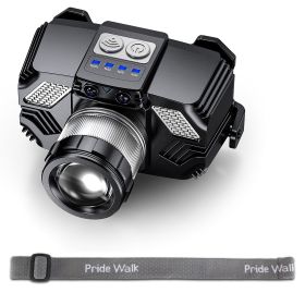 Motion Sensor LED Headlamp Zoomable Headlamp Flashlight Waterproof Outdoor Emergency Headlight with 3 Lighting Modes (Type: Headlight)